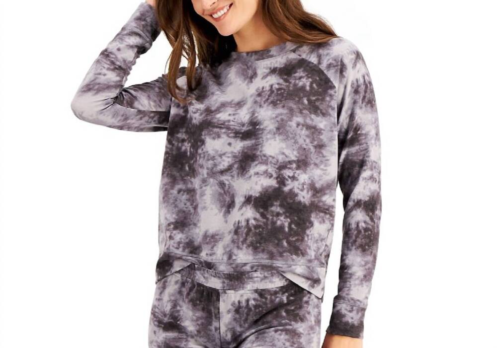 NEW FAMILY PJS women's long sleeves tie-dyed pajama top in gray tie dye